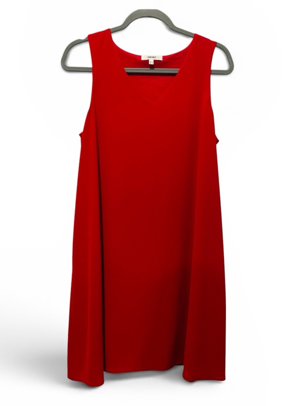 Sleeveless Red V-Neck Swing Mini Dress - Picture 2 of 4